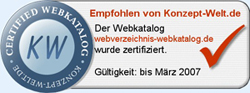 Dieser wurde Webkatalog zertifiziert. Ein Eintrag ist zu empfehlen!